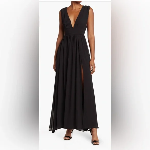 fitted lace wedding dress Baltic Born Womens Arianna Maxi Dress | Black main image 1